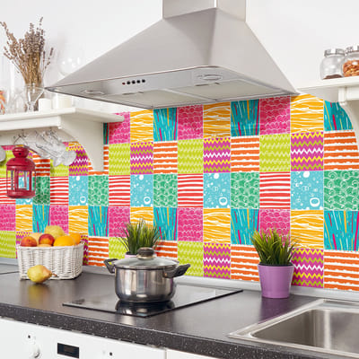 Zelfklevende muurtegelstickers voor keuken en badkamer - 30 cementtegelstickers, AZULEJOS BENILDA-stijl - 30 stickers, 10x10 cm