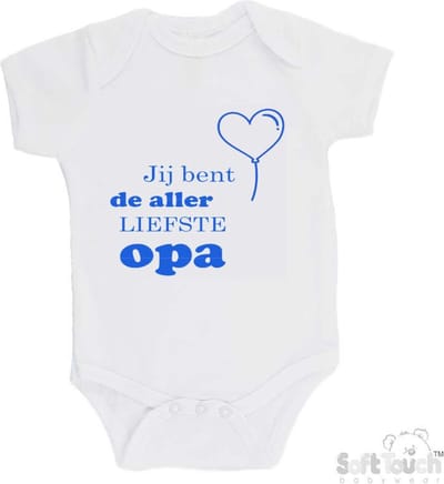 100% katoenen Romper "Jij bent de allerliefste opa" Jongens Katoen Wit/blauw Maat 56/62