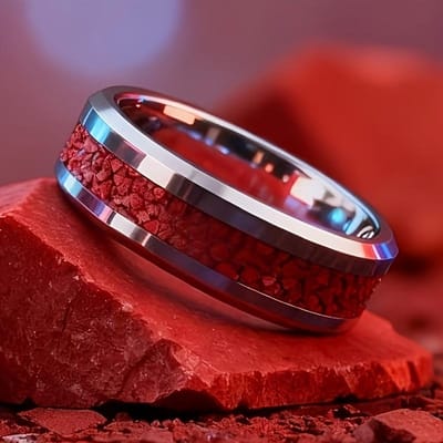 Mode RVS Ring voor Mannen met Vlam Kleurverloop Inleg Geschikt voor Dagelijks Gebruik & Speciale Gelegenheden, Cadeau voor Hem Niet-Verkleurend 7 black