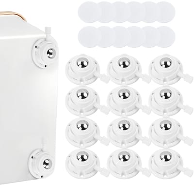 Set van 12 Mini Wielen met Zelfklevende 360° Rotatie en Rem, Ideaal voor Meubels en Kleine Vuilnisbakken, Tot 100 kg Belastbaar