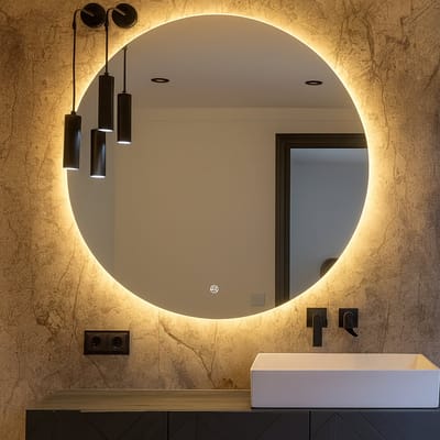 Badkamerspiegel Rond 60 cm - LED Verlichting - Dimbaar - 3 Standen - Anti Condens Verwarming - Ronde Badkamerspiegel