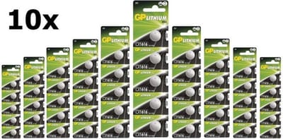 50 Stuks (10 Blister a 5st) GP CR1616 3v lithium knoopcelbatterij