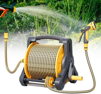Slanghaspel - Muurhaspel - Tuin bewateren - Automatische geleiderail - 15 meter - Grijs