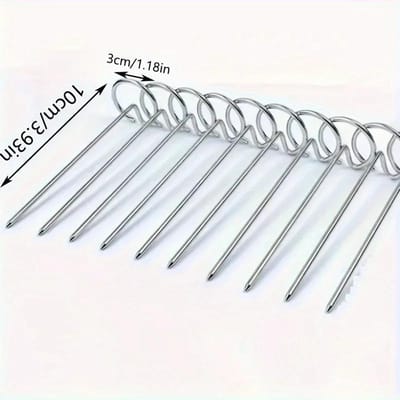 10 PIÈCES Acier Inoxydable Four Friteuse à Air Grill Réutilisable Brochettes Verticales avec Anneaux Anti-roulement Qualité Alimentaire Antidérapant 10pcs argenté