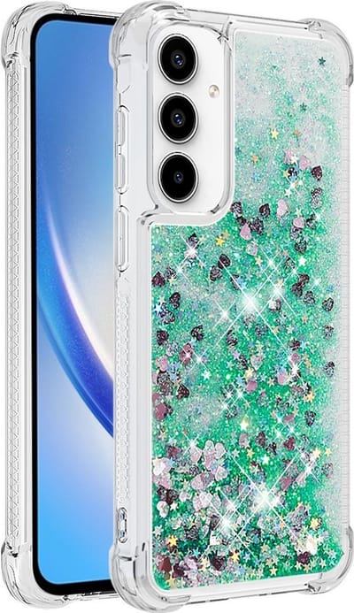Coverup Hoesje - Geschikt voor Samsung Galaxy A55 Hoesje - Coverup Liquid Glitter Back Cover - Groen