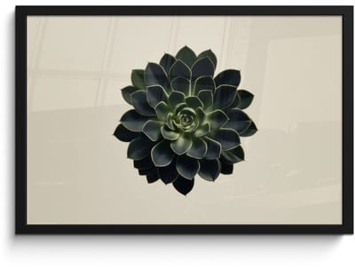 Poster in lijst - Fotolijst 60x40 cm - Posters - Rozet - Cirkelvormig - Donkergroen - Posterlijst zwart - Decoratie - Wanddecoratie woonkamer - Muurdecoratie slaapkamer