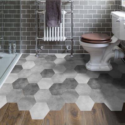 Dailygoody - Vinyl Hexagon Vloertegel Sticker - Waterproof - 7.9 inch x 9.1 inch - Zwart en Wit - Antislip - Geschikt voor Woonkamer, Keuken en B