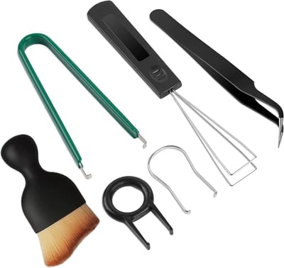 Complete 6-delige Reinigingsset voor Toetsenborden met Keycap Puller, Mechanische Toetsen en Tweezers voor Optimale Onderhoud en Schoonmaak