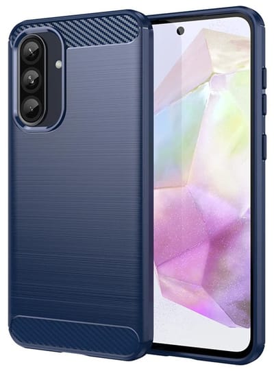 MobyDefend Hoesje - Geschikt voor Samsung Galaxy A36 / Galaxy A56 - TPU Backcover - Geborstelde Metaal & Carbon-Look - Blauw