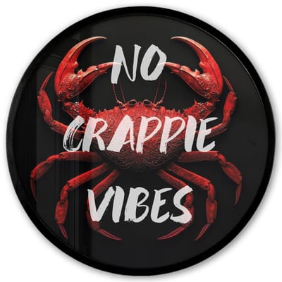 Poster in lijst Rond - Fotolijst 40x40 cm - Posters - Krab - Rood - Tekst - Zwart - Ronde posterlijst zwart - Decoratie - Wanddecoratie woonkamer - Muurdecoratie slaapkamer
