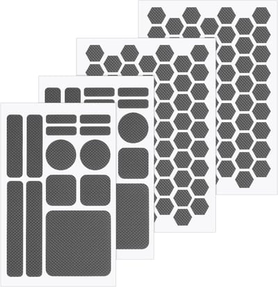 4 Stuks Niet-Slip Telefoon Grip Tape, Zelfklevende Stickers voor Mobiele Telefoons, Laptop en Camera met Hexagonale en Vierkante Vorm (Grijs)