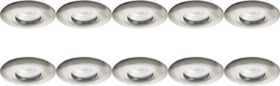 Spot Armatuur 10 Pack - Proma Luno Pro - GU10 Inbouwspot - Waterdicht IP65 - Rond - Nikkel - Aluminium - Ø82mm
