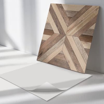 Wallfluent Vinyl Tegels - Houten Paneelpatroon Zelfklevende Vinyltegels - 30 cm x 30 cm - Bruin Vinyl Tegels - Verpakking van 9 stuks - Vierkant PVC Tegels - Texturen Plaktegels - Vloer Tegels PVC - Plaktegels Keuken en Badkamer