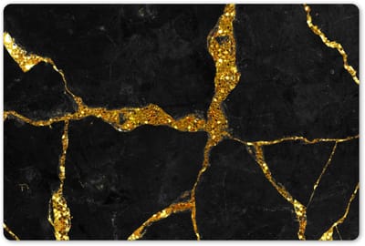 Placemats 45x30 cm - Placemat kunststof - 1 stuk - Marmer - Goud - Zwart - Marmerlook - Glitter - Borden onderleggers - Decoratie voor op tafel - Keuken tafeldecoratie accessoires - Vinyl onderlegger - Tafelversiering