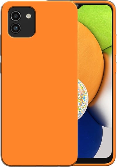 Smartphonica Siliconen hoesje voor Samsung Galaxy A03 case met zachte binnenkant - Oranje geschikt voor Samsung Galaxy A03