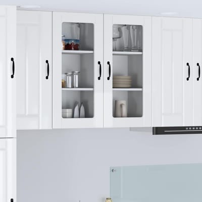 vidaXL - Wandglas - Kasten - LUCCA - Hoogglans - Wit - 40 - x - 31 - x - 80 - cm