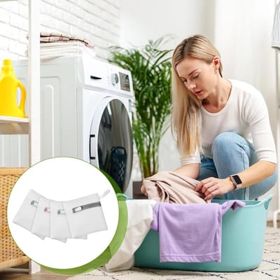 Dailygoods - Tyqour 4 stuks kleine mesh waszakken, anti-klevende waspod-zakken, duurzame polyester opbergzakken voor geurende kralen, reiswasorganizer, beschermen delicate kleding