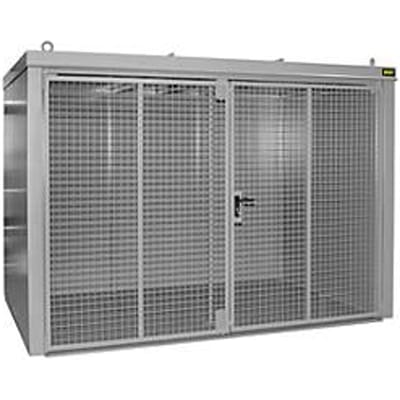Gasflessencontainer BAUER GFC-B M4, B 1570 x D 3120 x H 2295, voor 60 gasflessen, brandwerend, afsluitbaar, grijs