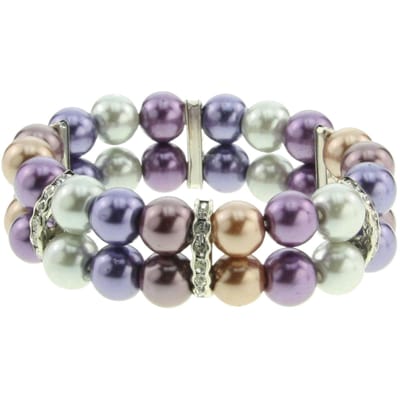 Behave - Multi kleur parel armband dames - Brede rekarmband 2 cm - Pastel kleuren - Elegant sieraad - Cadeau voor haar