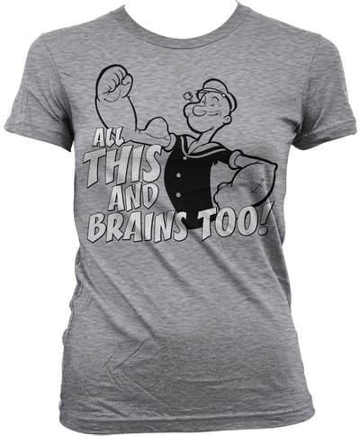 Popeye Dames Tshirt -S- All This And Brains Too Grijs