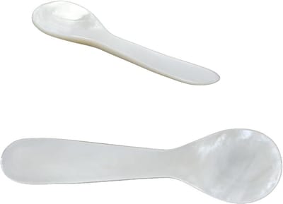 Caviar lepels set van 2 – 9 cm witte parel serveerlepels voor jam, eieren, ijs en meer lekkernijen