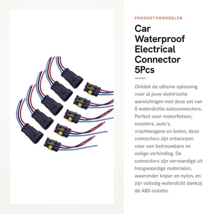 Dailygoods - Car Waterproof Electrical Connector - 5Pcs Set - 16AWG - Snelle aansluiting - Waterdicht - Geschikt voor voertuigen - Plug & Play