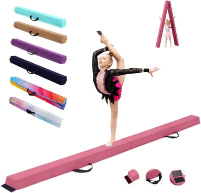 SVN® Turnbalk voor Thuis - Evenwichtsbalk Met Schuimstoflaag - Balanstrainer - Roze - ‎300cm x 10cm x 6 cm