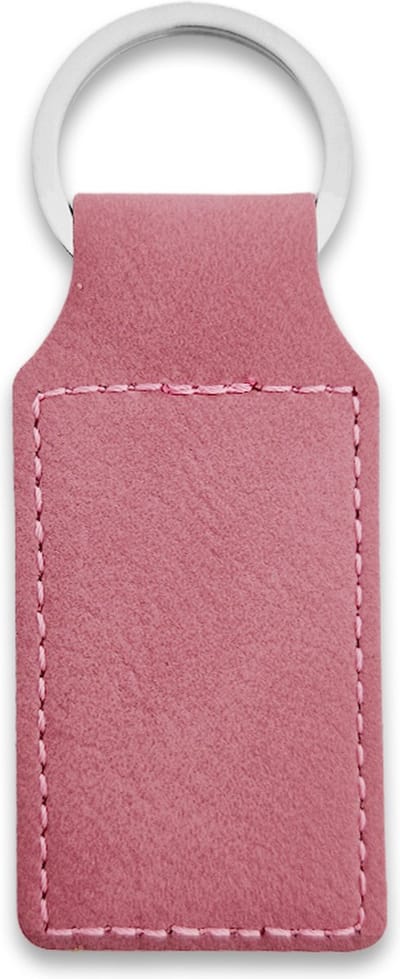 CombiCraft Blanco leren sleutelhanger rechthoek 33x70mm roze - 5 stuks