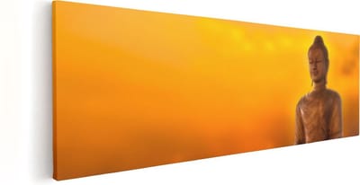 Artaza Canvas Schilderij Boeddha Zon - 60x20 cm - Muurdecoratie Spiritueel - Wanddecoratie Woonkamer - Schilderijen Op Canvas