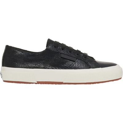 Superga Dames/Dames 2750 Slangenprint Grain Leather Trainers (Zwart/Avorio)