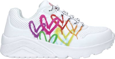 Skechers Uno Lite - Love Brights Meisjes Sneakers - Wit/Multicolour - Maat 35