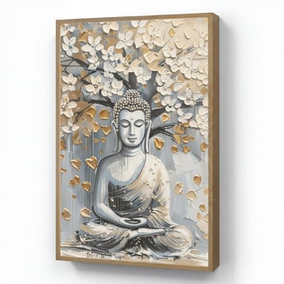 Wandlamp 60x90 cm - Oplaadbaar - Boeddha - Bloemen - Boom - Goud - Modern - Wandlampen binnen woonkamer - Slaapkamer lamp - Decoratieve nachtlamp - Vloerlamp draadloos