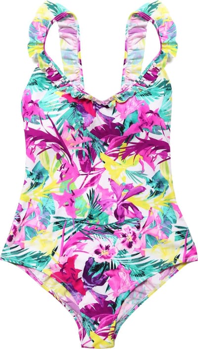 Badpak dames met V hals - Violet pink - XS