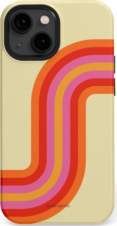 Casetastic hoesje geschikt voor Apple iPhone 13 mini - MagSafe - Dubbellaagse bescherming - Retro bocht - Fashion Case - Zand Rood Oranje Roze
