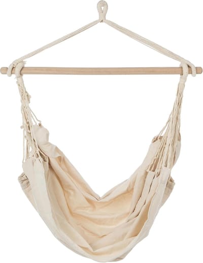 Ultranatura Hangstoel Bali - 185 x 125 cm - Hangmat - Tweepersoons Hangstoel - Hangmand - Hangnest Max. 200 kg - Hangstoelen - Zitschommel - Beige