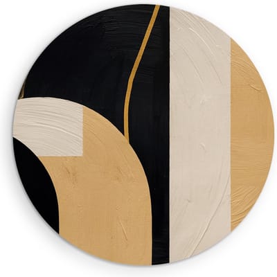 Saammp Muurcirkel Hout - Abstracte Geometrische Kunst - Goud - Ø 90 - Wandcirkel - Wanddecoratie Cirkel - muurdecoratie Woonkamer - Slaapkamer decoratie - Rond Schilderij