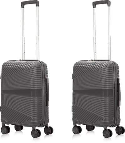 Mallorca Reiskofferset 2-delig - Handbagage - 2 x 39 liter - Donker grijs - Met Ingebouwd TSA Slot - Voor Vliegtuig en Vakanties