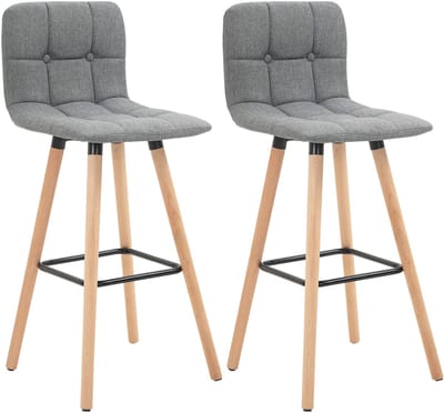 HOMCOM-Barkruk-Linnenlook stof (100% polyester)-47x41,5x97,5cm-Grijs