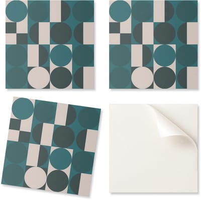 Set PVC-tegels met decoratie voor de keuken of badkamer. Geometrische vormen en figuren 9x30x30 cm