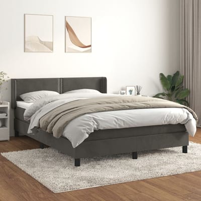 vidaXL - Boxspring - met - matras - fluweel - donkergrijs - 140x190 - cm