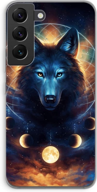 Case Company® - Hoesje geschikt voor Samsung Galaxy S22 hoesje - Wolf Dreamcatcher - Soft Cover Telefoonhoesje - Bescherming aan alle Kanten en Schermrand
