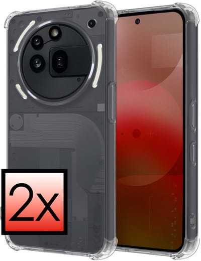 Hoesje - 2 Stuks - Geschikt voor Nothing Phone (3a) Pro - Sterk & Shockproof - Siliconen Case - Back Cover - Telefoon Hoes Shock Proof - Transparant