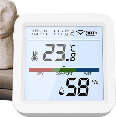 Vochtigheidssensor - Luchtkwaliteit Monitor - Binnenklimaat Bewaken - Directe Data Toegang - 5.6 cm - Wit