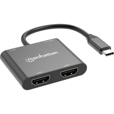 Manhattan USB 2.0 Adapter [1x USB-C stekker - 4x HDMI-bus, USB 2.0 bus A, USB-C bus (Power Delivery)] 15 cm 4K UHD, Stekker past op beide manieren,