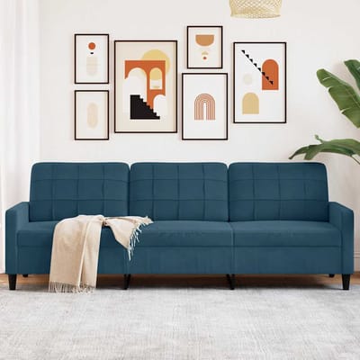 vidaXL - Driezitsbank - 210 - cm - fluweel - blauw