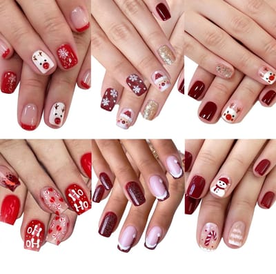 Dailygoods - 146 Stuks Kunstkerstnagels met Sneeuwvlok en Kerstmanmotief