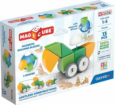 Geomag MagiCube Recycled Vormen Wielen - Magnetische Bouwblokken - 13-delig - Vanaf 4 jaar