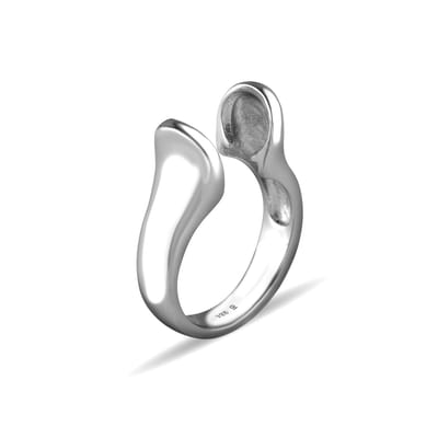 Quiges - 925 Zilver Eligo Ring  Geknepen voor verwisselbaar 12 mm Bolletje - Maat 19 - NER02019