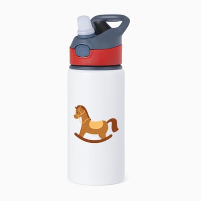 Hacebo® - Hobbelpaard waterfles met rietje rood - Paarden - Paardrijdsters - Hobby horse - speelgoed - water fles - 650ML