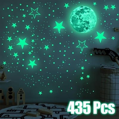 Lichtgevende muurstickers Baby Kids Slaapkamer Home Decor Maan Sterren Lichtgevende fluorescerende muurstickers star moon blue